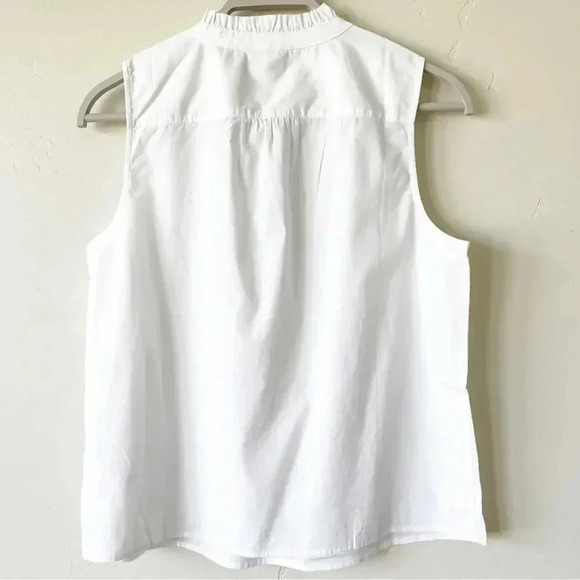 J Crew Button Ruffle Neck Top White M NWT - Picture 9 of 9
